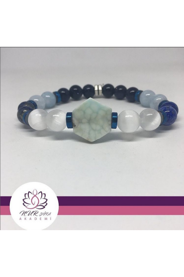 Larimar,Selenit,Aquamarin,Lapis Lazuli Bileklik.